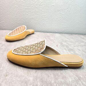Entienne Aigner Flat Mule Shoes Size 6 Yellow All Leather Dressy Comfort Slip On